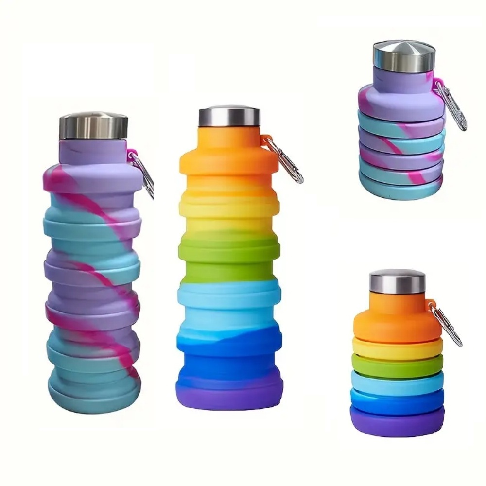 Collapsible Water Bottle - 500ml Faltbare Silikon-Wasserflasche Auslaufsicher Zusammenklappbar Tragbar