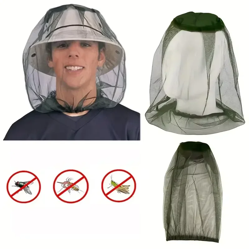 Outdoor Camping Mosquito Net - Anti-Mücken-Netz-Hut, Insektenschutz-Abdeckung, Atmungsaktives Kopfnetz, Angelkappe, Outdoor-Reise-Camping-Maske