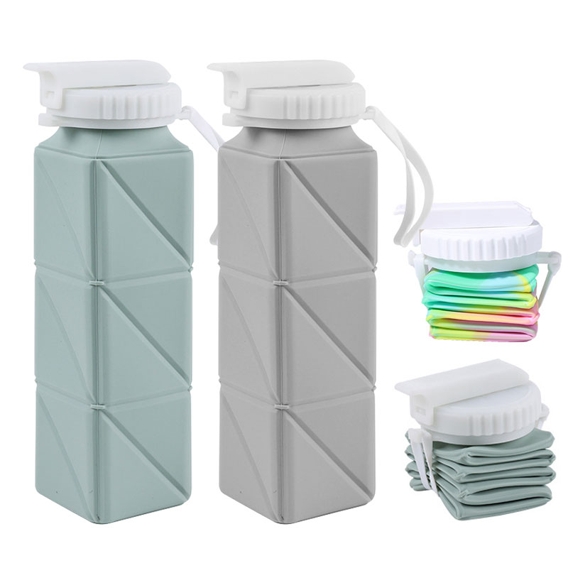 Collapsible Water Bottle - 620 ml zusammenklappbarer Wasserflaschenbecher mit Strohhalmdeckel,
