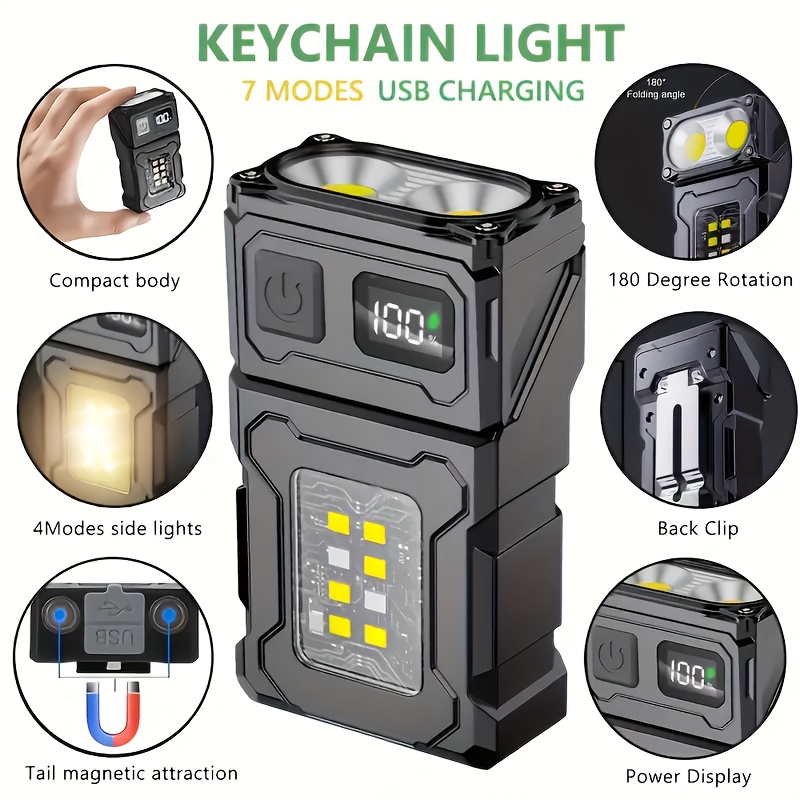 Outdoor Camping Decor - Mini wiederaufladbare LED-Taschenlampe, tragbare seitliche COB-Taschenlampe