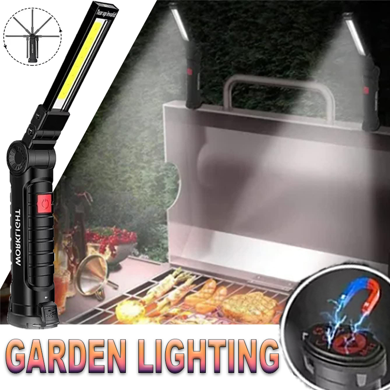 Outdoor Camping Decor - Tragbare LED-Taschenlampe mit Magnethaken, Outdoor-Reparatur-Arbeitsleuchte, wiederaufladbare