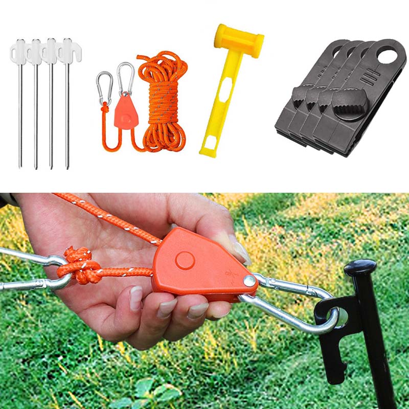 Outdoor Camping Guy - Riemenscheibenregler-Zelt, hochreflektierendes, winddichtes Seil, fluoreszierende Abspannlinien,