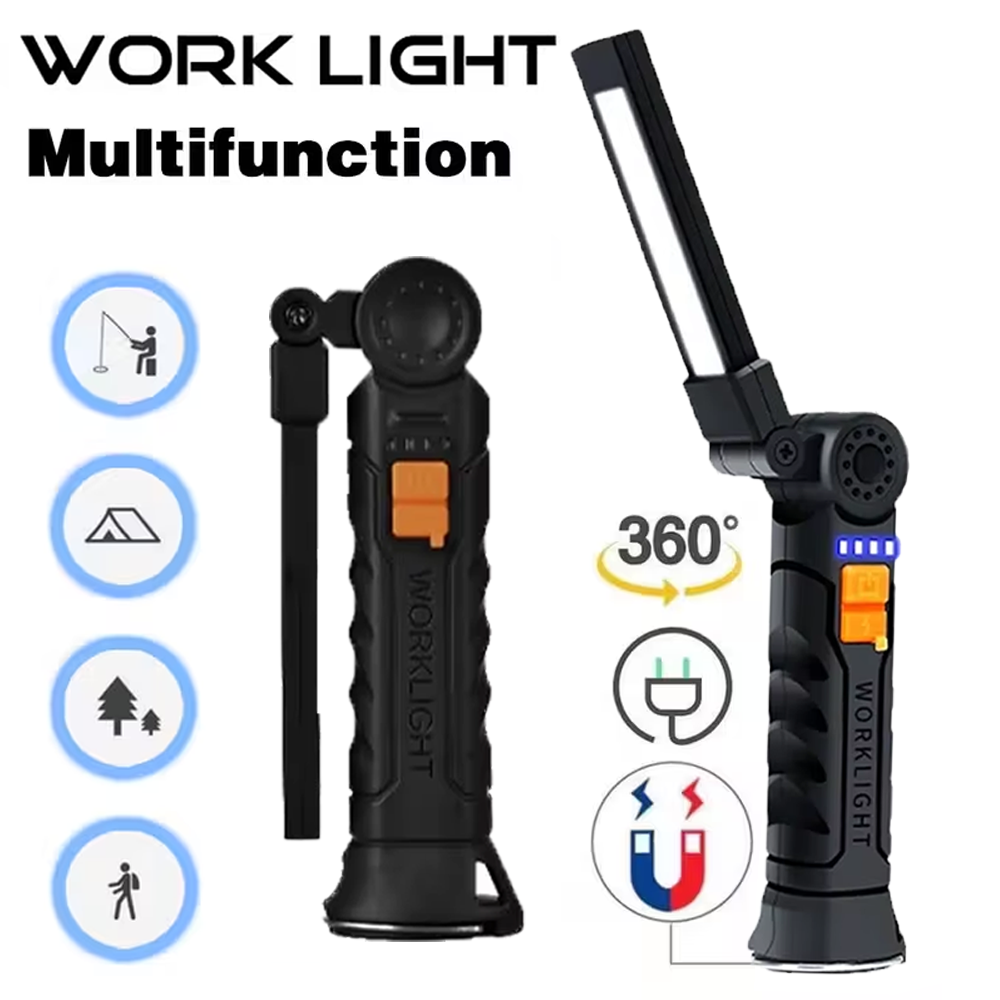 Outdoor Camping Decor - Tragbare COB-LED-Taschenlampe, wiederaufladbare USB-Taschenlampe mit magnetischer