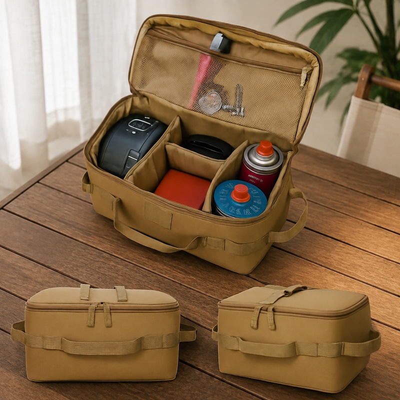 Outdoor Camping Cooking Equipment - Robuste Camping-Aufbewahrungstasche mit Erdnägeln, geräumiger Organizer