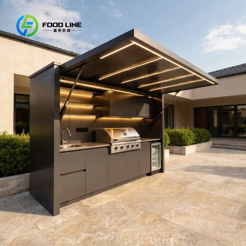 Outdoor Camping Oven - Maßgefertigte Luxus-Outdoor-Küche aus Edelstahl mit Grill,