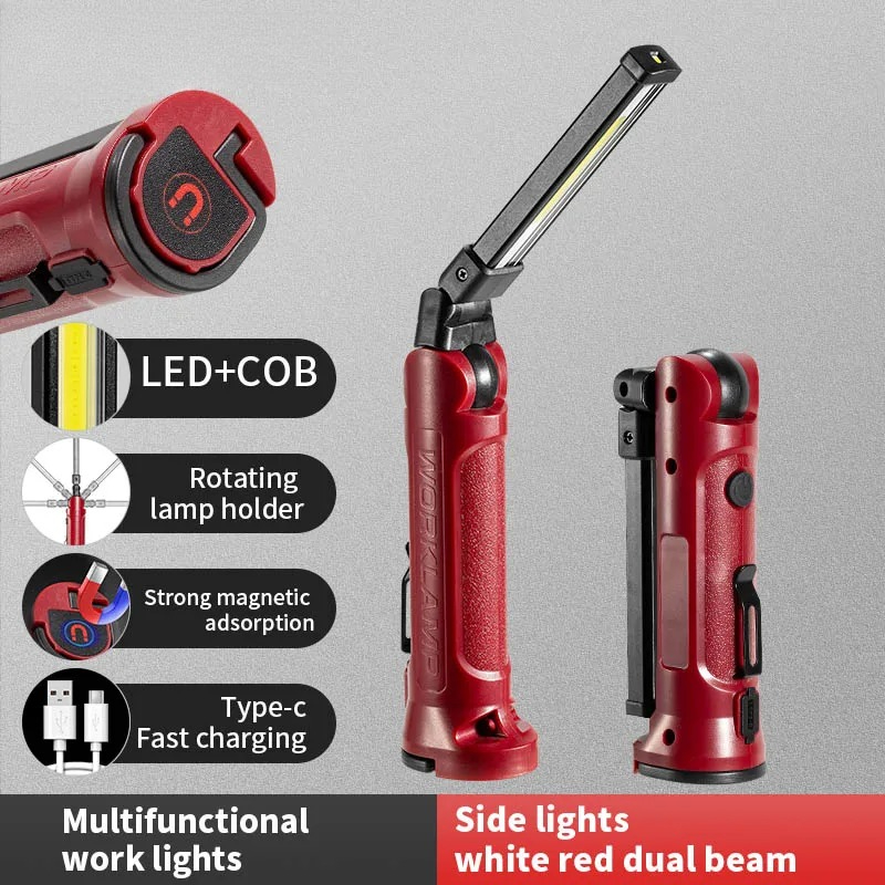 Outdoor Camping Decor - COB LED-Arbeitsleuchte, wiederaufladbar, zusammenklappbare Taschenlampe, Outdoor,