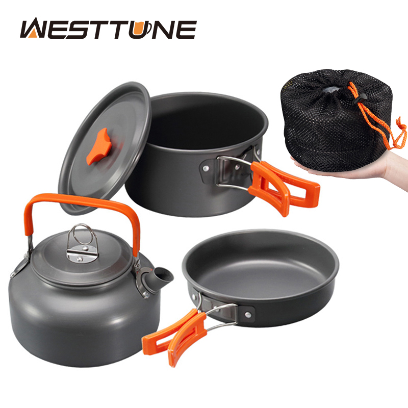 Outdoor Camping Cooking Equipment - WESTTUNE Camping-Kochgeschirr-Set, Aluminium, für den Außenbereich,