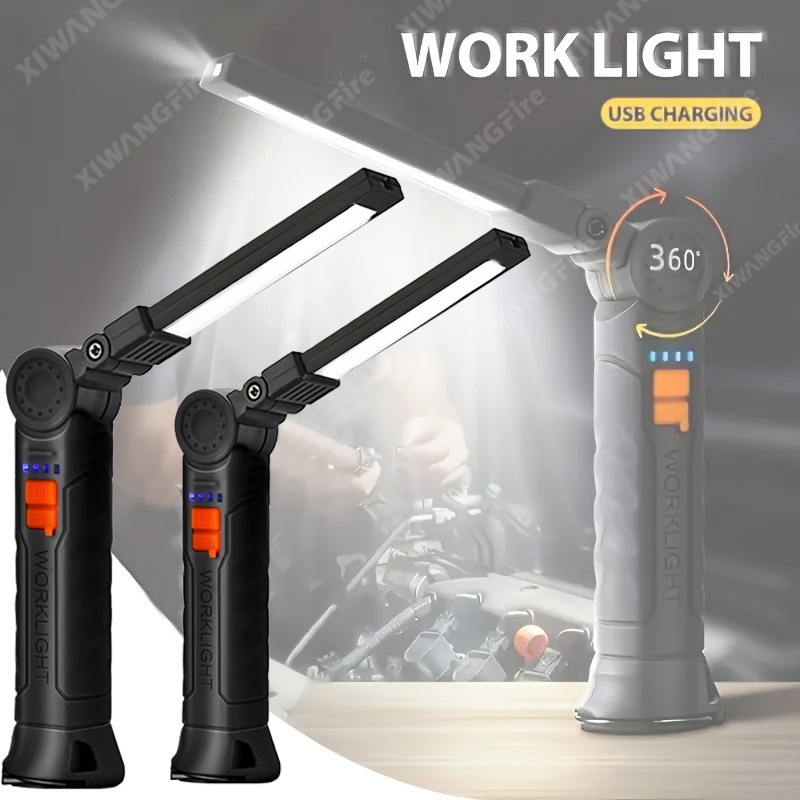Outdoor Camping Decor - Wiederaufladbare LED-Taschenlampe, Arbeitsleuchte mit Magnet und