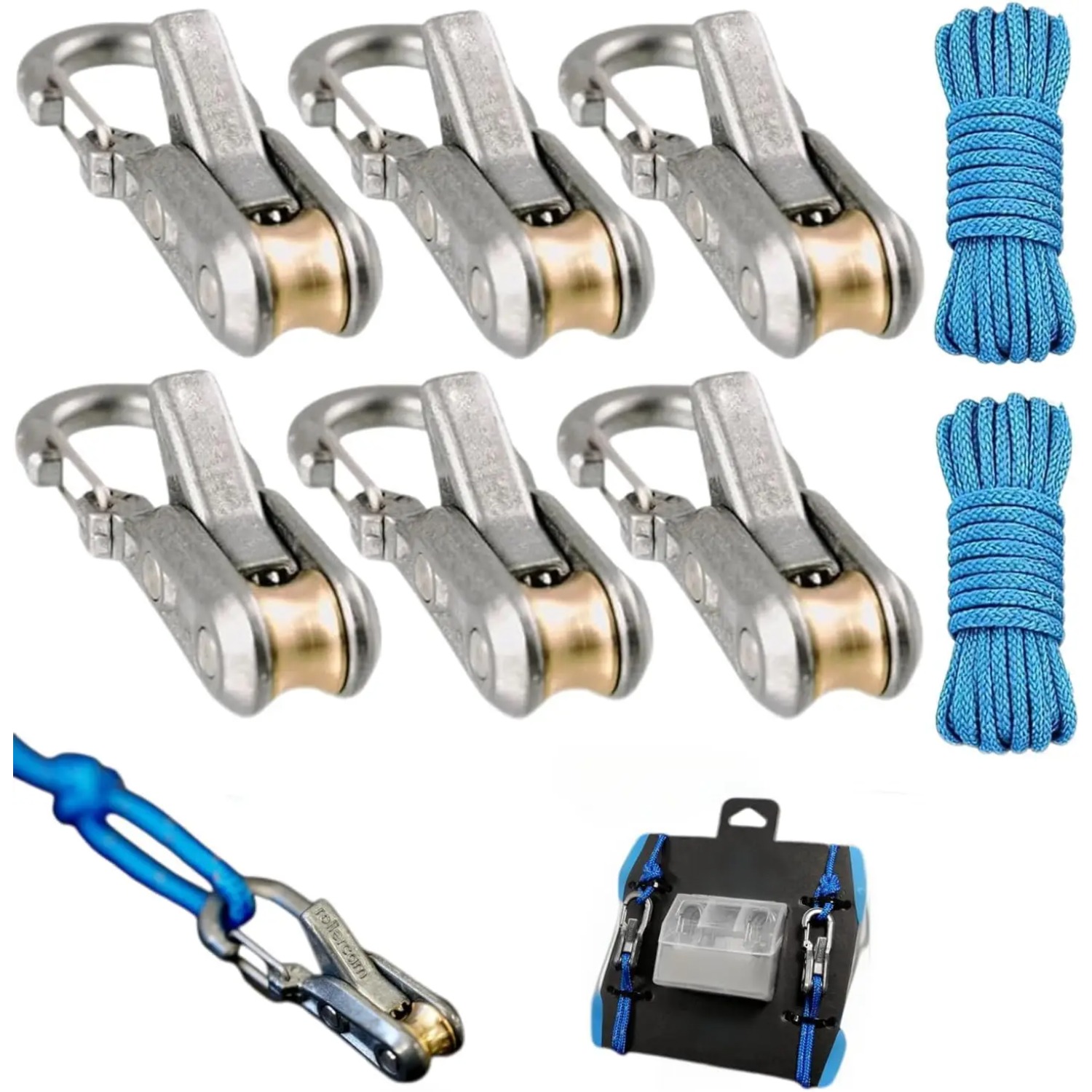Outdoor Camping Guy - 6-teiliges Paracord-Seilspanner-Set, Knotenfreier Rollenspanner mit Schnellverschluss