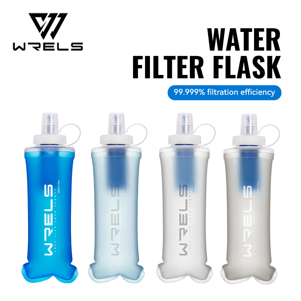 Collapsible Water Bottle - WRELS Wasserfilterflasche, zusammenklappbare, weiche Wasserflasche mit