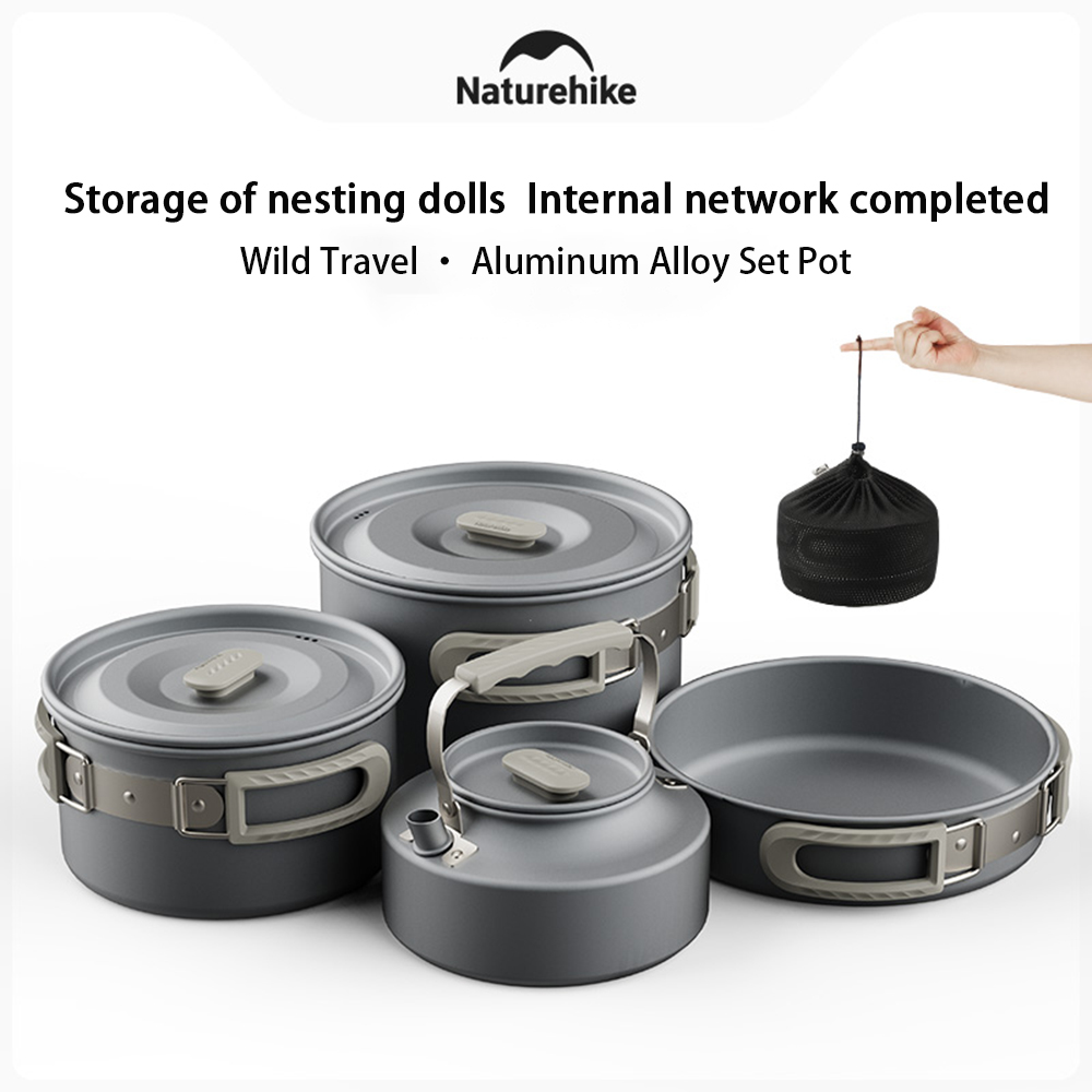 Outdoor Camping Cooking Equipment - Naturehike Outdoor-Topfset, Camping-Kochausrüstung, tragbare Bratpfanne aus