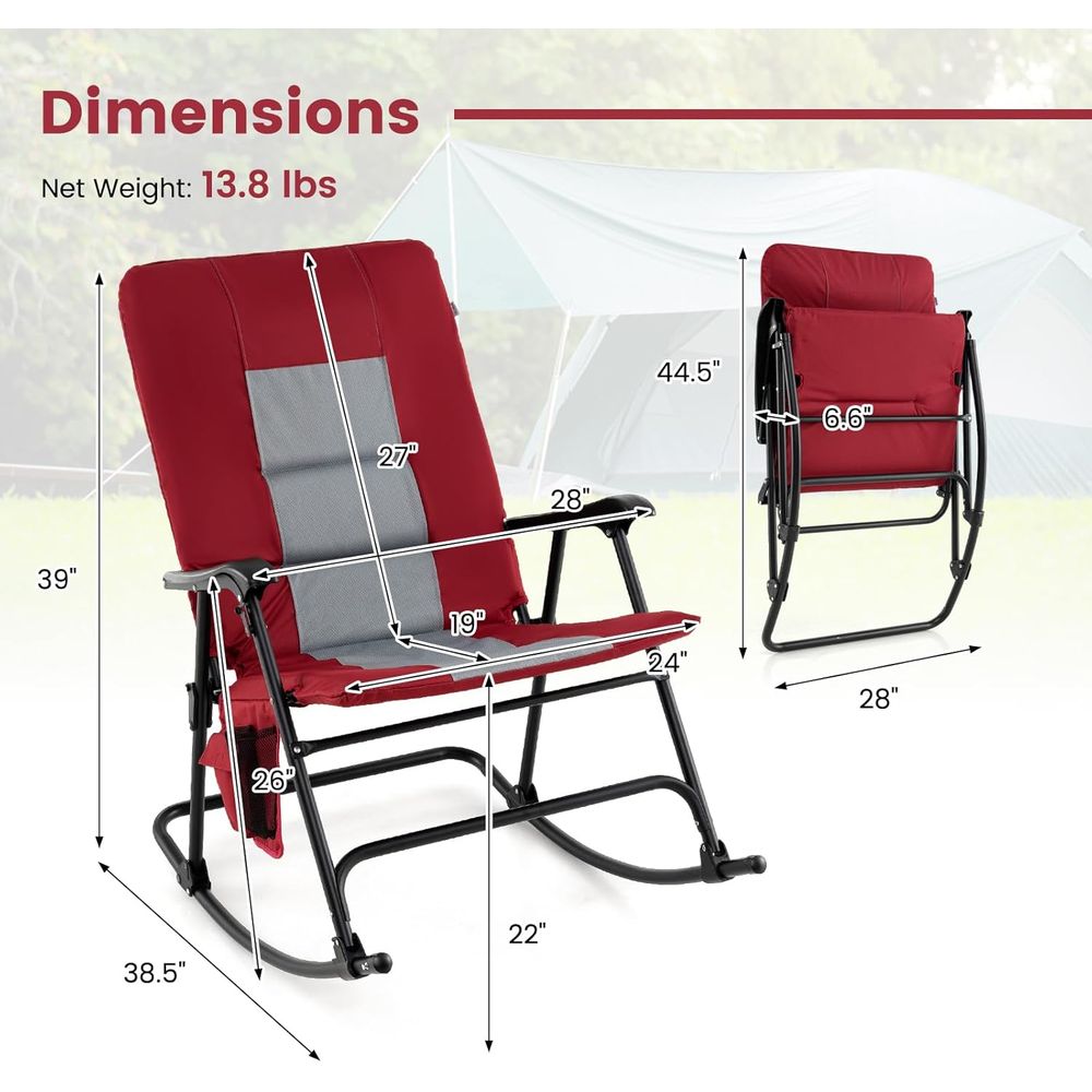 Extra großer gepolsterter Outd – Outdoor Camping Rocking Chair Bewertung und Preis