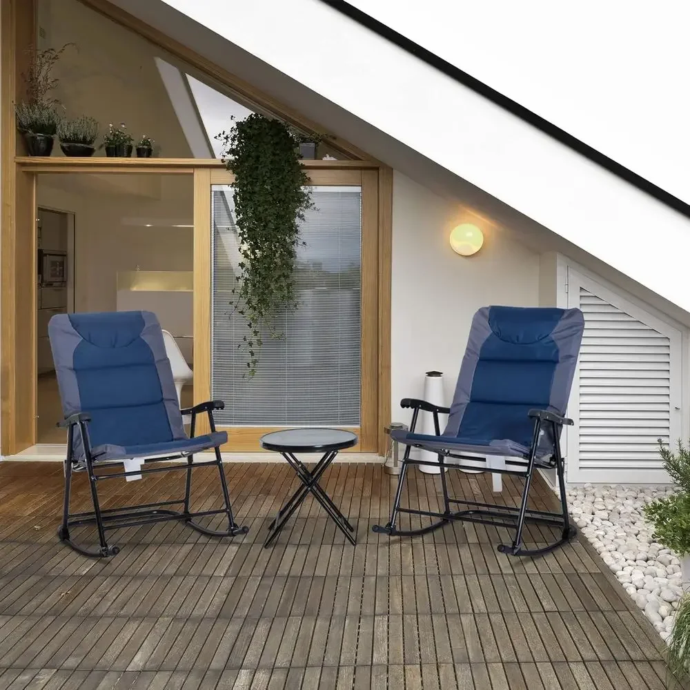 Marineblaues 3-teiliges Garten – Outdoor Camping Rocking Chair Bewertung und Preis